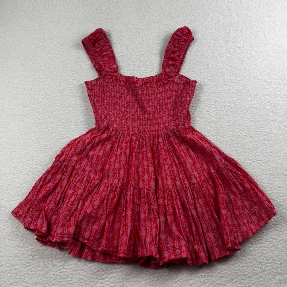 Free People Sweet Annie Mini Dress Womens Medium Multicolor Geometric Smocked